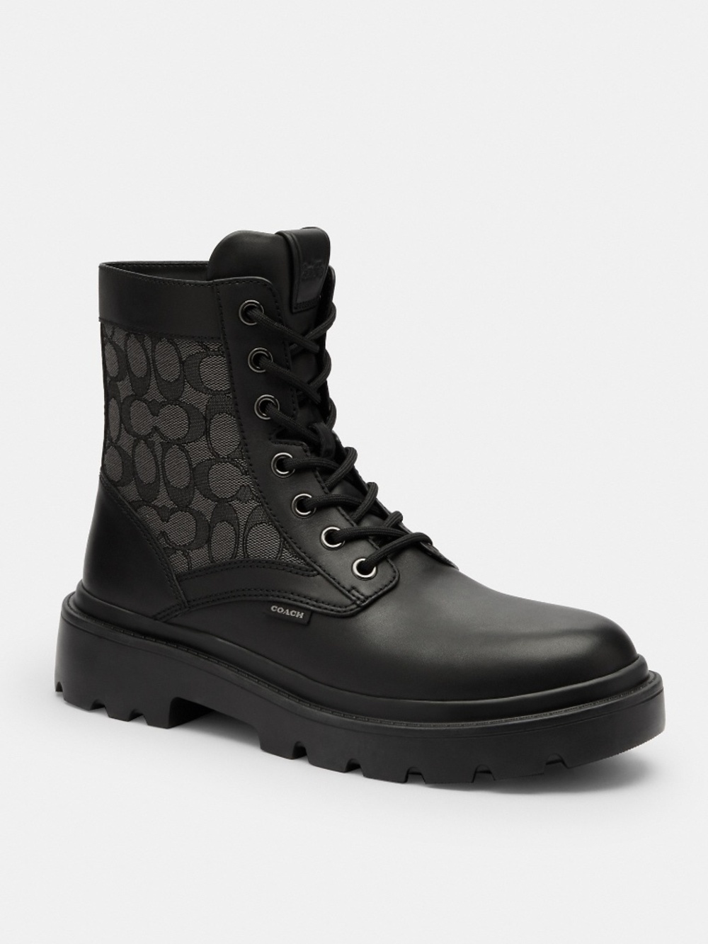 Coach Men's Combat Boot With Signature Jacquard Size 12
